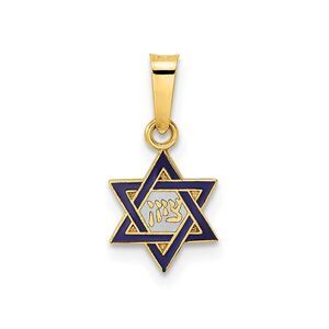 Small 14K Yellow Gold Star of David ZION Pendant (NO CHAIN)